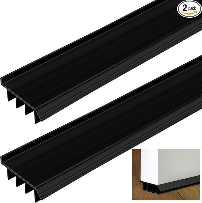2 Pcs 3 Feet Black Vinyl Door Bottom Adjustable Weatherstrip Door Bottom by Innconee