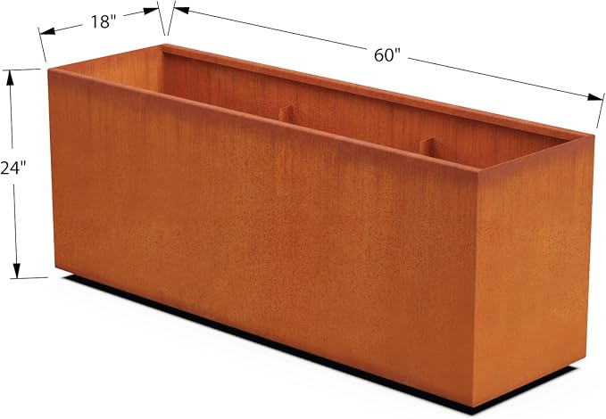 Large Rectangular Planters for Outdoor Plants | 60x18x24 Corten Steel Planter - Image 5