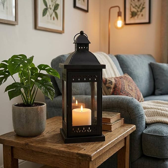 Hosley 15" Clear Glass Iron Lantern - Image 2