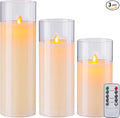 AKU TONPA Pack of 3 Flameless Candles Battery Operated Real Wax Glass by AKUTONPAFlamelessCandles