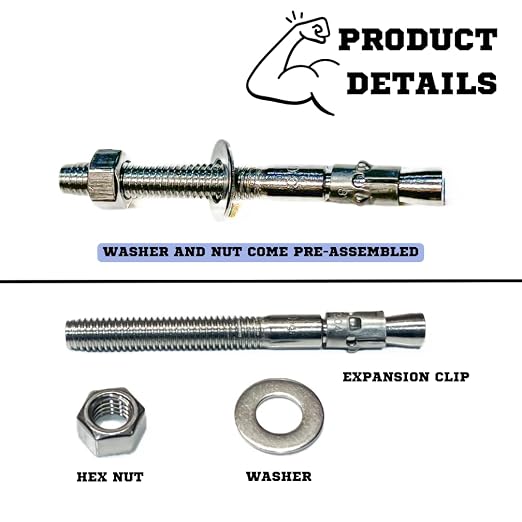 Mighty Fasteners Wedge Anchors – Heavy-Duty 304 Stainless Steel Expansion Bolts - Image 7