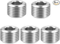 5 PCS 3/8" NPT Male Pipe Plug Stainless Steel Pipe Plug Fitting Set Hex Counter by Sliverdew