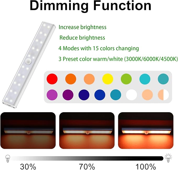 48 LED Under Cabinet Lighting Wireless, 15 Colors Changeable Rechargeable RGB - Image 6