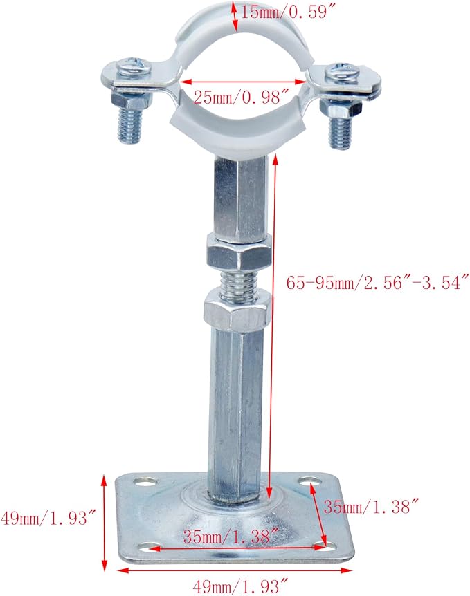 4pcs Wall Mount Pipe Supports 25mm Ceiling Mount Pipe Bracket Clamps Metal Ring - Image 2