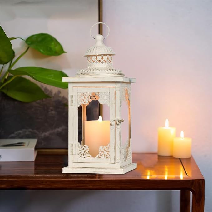 NEEDOMO Large Lanterns Decorative Indoor, Metal Candle Holder Lantern Rustic - Image 8