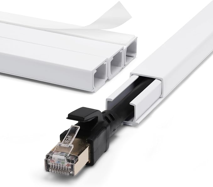 ZhiYo 68" Cord Hider for 1 Cable, Small White Wire Covers, 0.6" W x 0.4" H | by ZhiYo