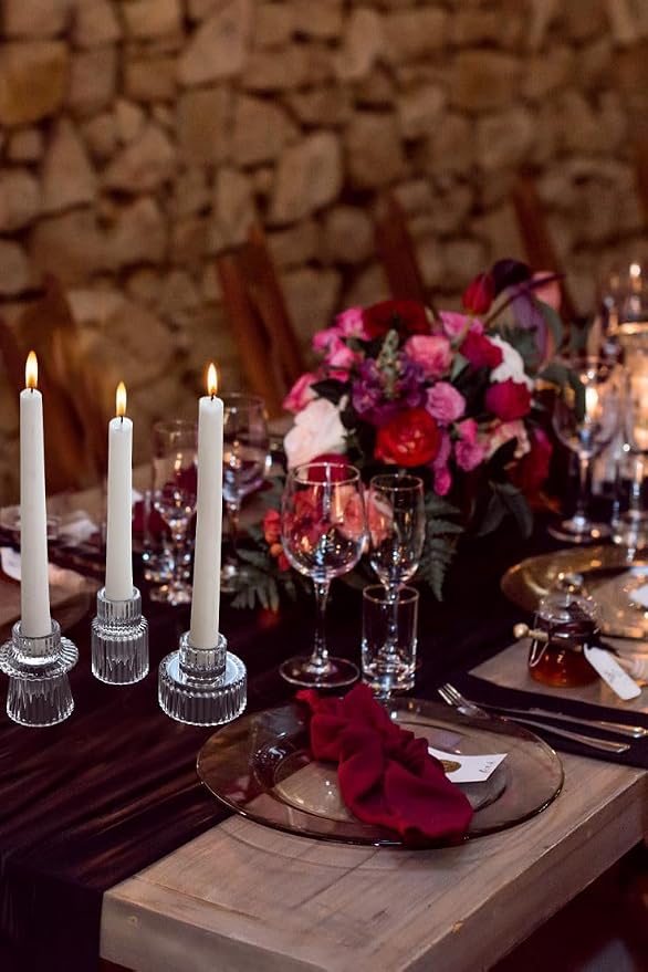 Vixdonos Glass Candlestick Holders Tealight Candle Holders - Image 6