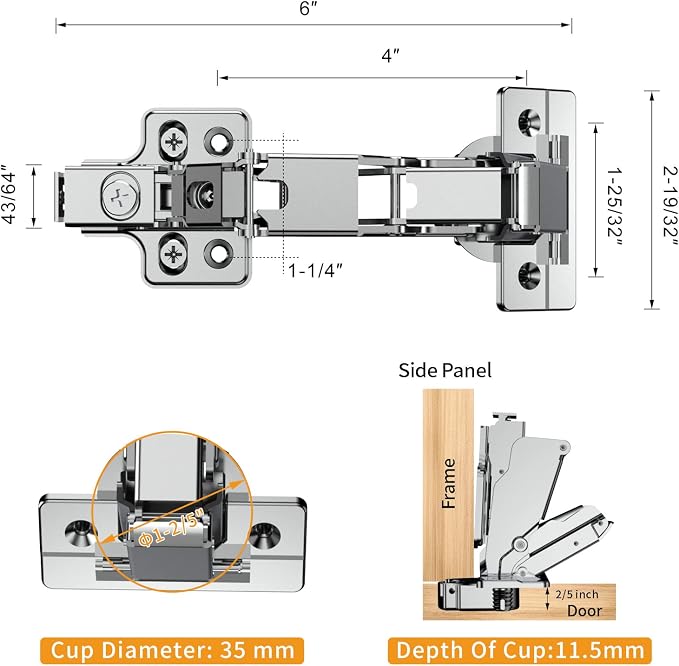 2 Pack 165 Degree Frameless Lazy Susan Hinge, Clip ON Plate - Image 5