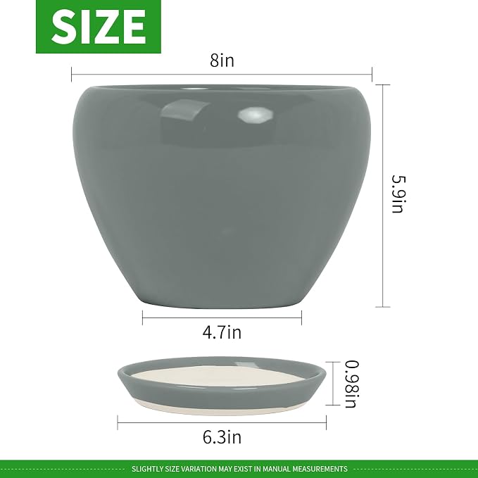 Deep Dream 8 Inch Plant Pots- Ceramic Pots - Image 3