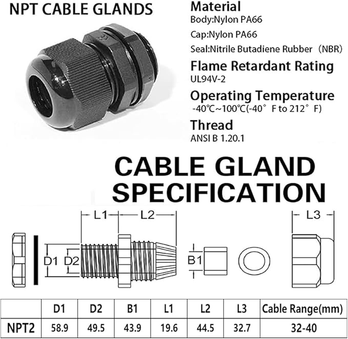 6PCS Cable Glands-PENGLIN 2” NPT Nylon Cable Connector IP68 Waterproof | Good - Image 4
