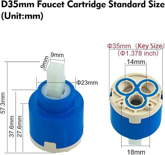 35mm Faucet Cartridge, CUPC Certified, Single Handle Kitchen Basin Shower - Image 4