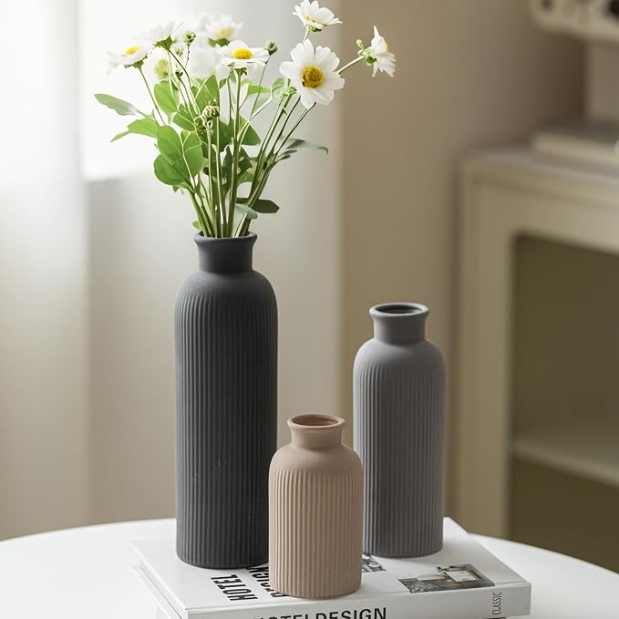 Modern Ceramic Vase Set, 3-Piece Decorative Vases - Image 9