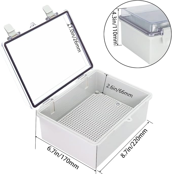 Junction Box, Hinged Clear Cover IP67 Waterproof ABS Project Box - Image 3