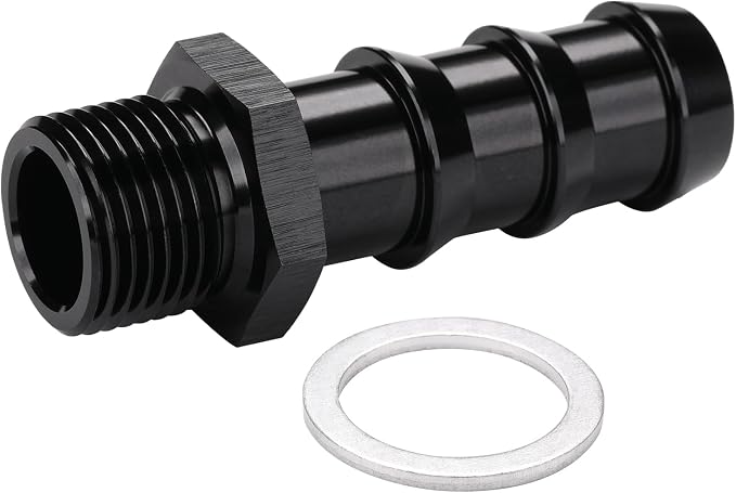 M18x1.5 Male Metric to 5/8 Barb Fuel Pump Inlet Adapter Fitting Aluminum Black - Image 4