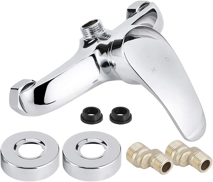 2 Thread Shower Valve, Wall Mounted Concealed Shower Mixer Valve, Hot Cold by POCREATION