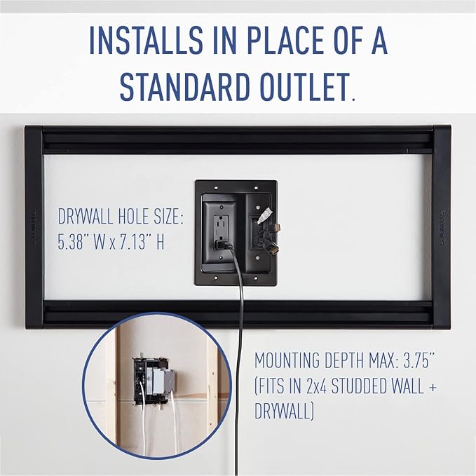 Legrand - On-Q in-Wall TV Cable Management Kit, Recessed Power & Low Voltage - Image 5