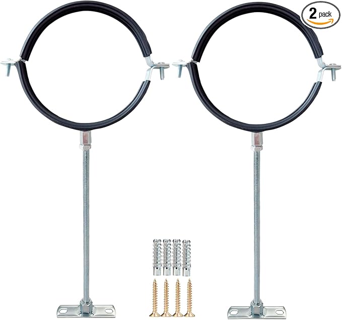 2 Sets Premium 5 Inch Adjustable Pipe Metal Bracket，Heavy Duty Galvanized Iron by Unknown