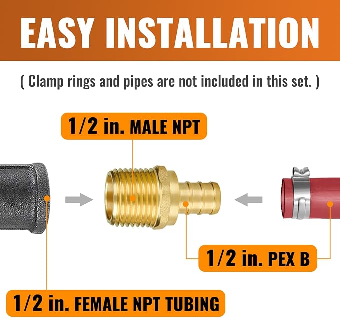 50-Pack 1/2" NPT to 1/2" PEX Male Adapter | Brass - Image 3