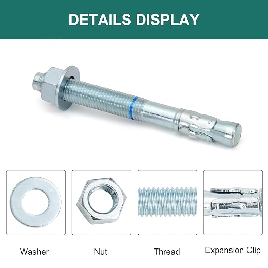 3/4" x 7" Concrete Anchors 3/4 inch Wedge Anchors Bolts Zinc Plated - Image 3