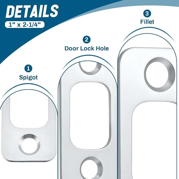 Blulu 8 Pcs 1" x 2-1/4" Door Deadbolt Strike Plate - Image 4