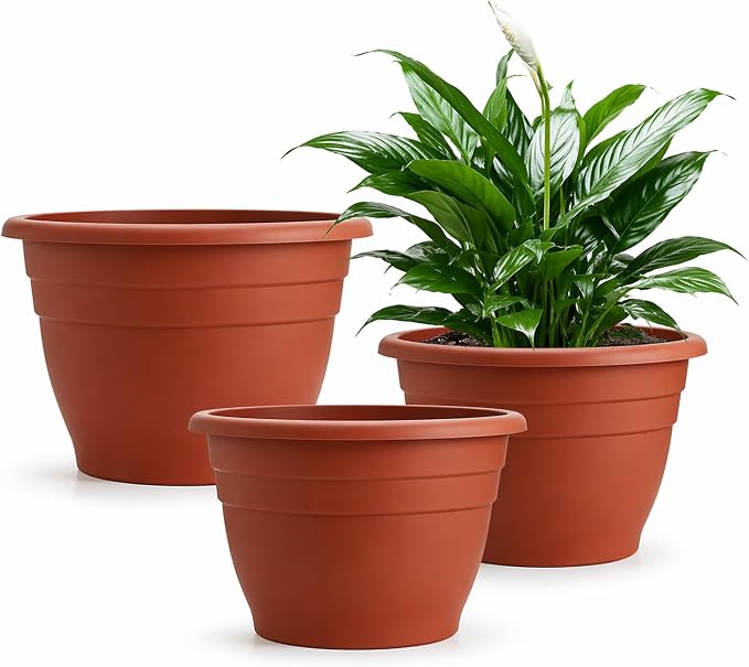 RooTrimmer 3 Pack 11 Inch Plant Pots Lightweight Planters by RooTrimmer