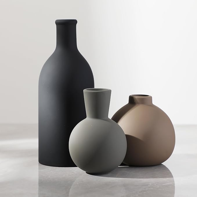 Ceramic Vase Set of 3, Vases Home Decor Rustic Farmhouse Decor Pottery Vases by ooit