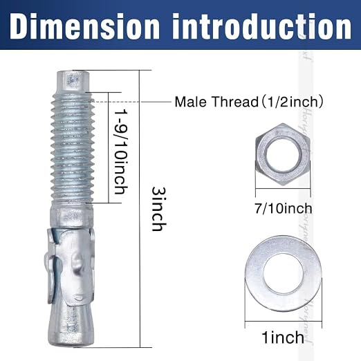 1/2 Concrete Anchors, 1/2 Wedge Anchors Bolts, equipment bases, and shop - Image 2