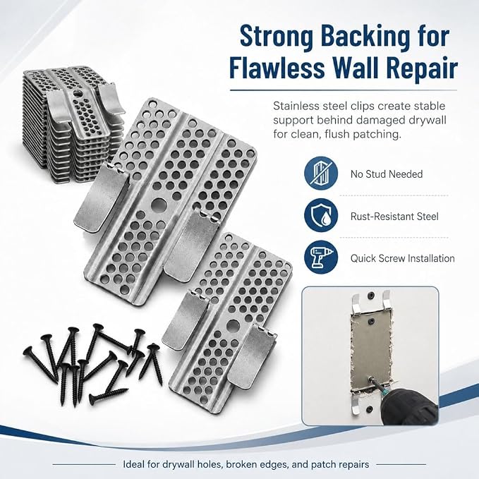 Drywall Repair Clips Kit, Easy Install Stainless Steel Wall Patch - Image 5