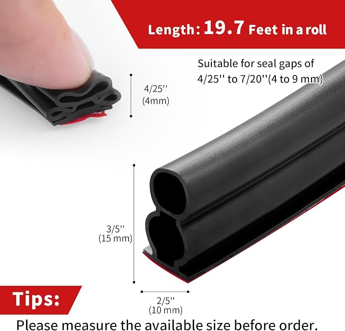 19.7 Feet Rubber Weather Stripping Door Seal Large Gap, Extra Thick - Image 6