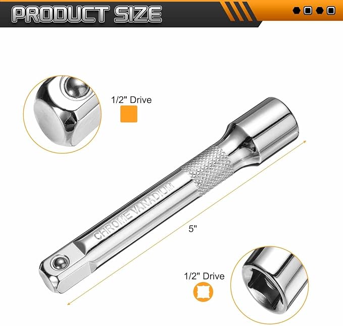 HARFINGTON 1pcs Socket Extension Bar 1/2" Drive 5" Long Extension Bars Impact - Image 2