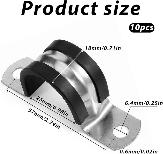 1 Inch Reinforced Rigid Pipe Strap, 2 Holes U Bracket Cable Clamp Hanger | - Image 2