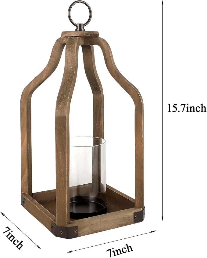 Rustic Wood Lantern Candle Holder - Image 2