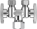WiseWater 1/2" NOM x 3/8" OD x 3/8" OD Dual Shut Off Valve | Chrome Plated by WiseWater