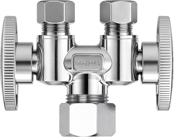 WiseWater 1/2" NOM x 3/8" OD x 3/8" OD Dual Shut Off Valve | Chrome Plated by WiseWater