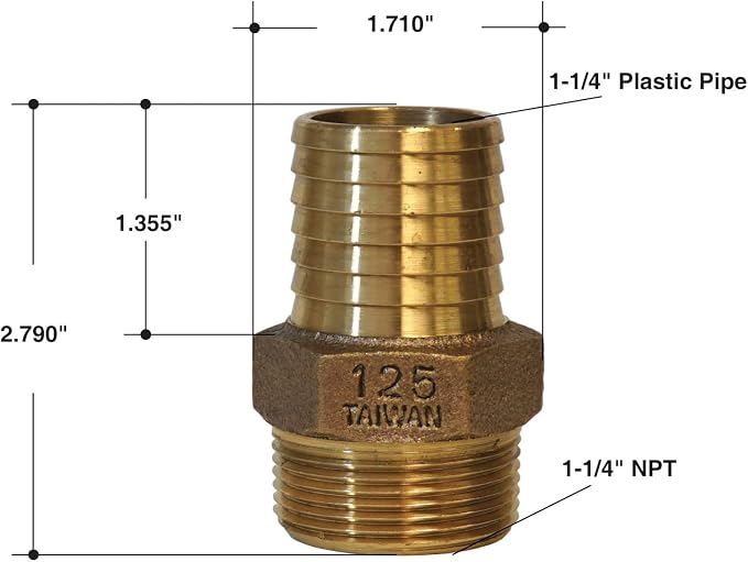 MFG No-Lead Bronze Adapter Inch Brass Male Adapter, Connects Submersible Pumps - Image 6