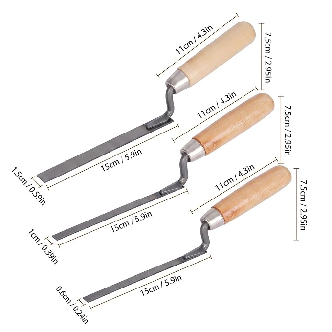 Wood Handle Trowel Set 3 Pieces, 6-3/4" by 1/4", Hand Tools - Image 2
