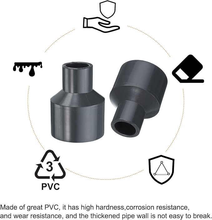 HARFINGTON PVC Reducing Coupling 1-1/4 x 1/2" Increaser/Reducer Coupling Pipe - Image 6