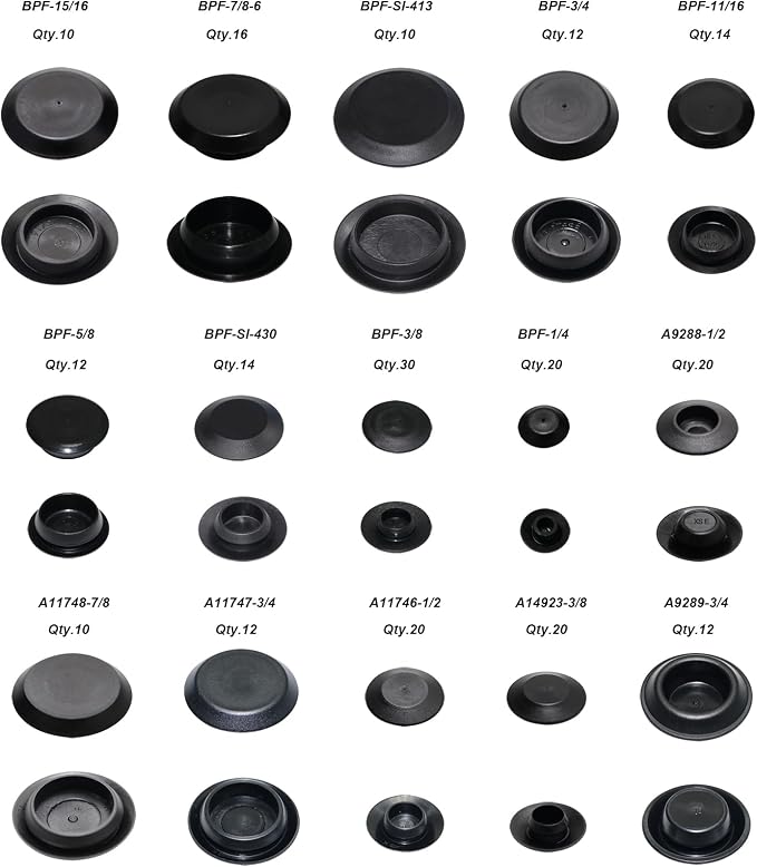 250pcs Auto Body Black Plastic Hole Plug Button and Flush Mount Sheet Metal - Image 3