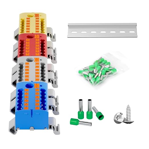 4Pcs KV225G DIN Rail Terminal Blocks, 6-Pole 1 in 12 Out Push-in | 6-Pole 1 in by GUETNEU