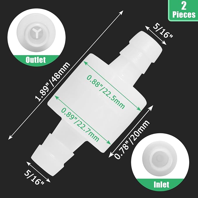 Luomorgo 5/16" Inline Check Valve, One-Way Non-Return Air Check Valve | 2 Pcs - Image 3