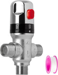 Thermostatic Mixing Valve with 1/2" NPT Thread, Chrome Plated Brass Temperature by Q-Hillstar