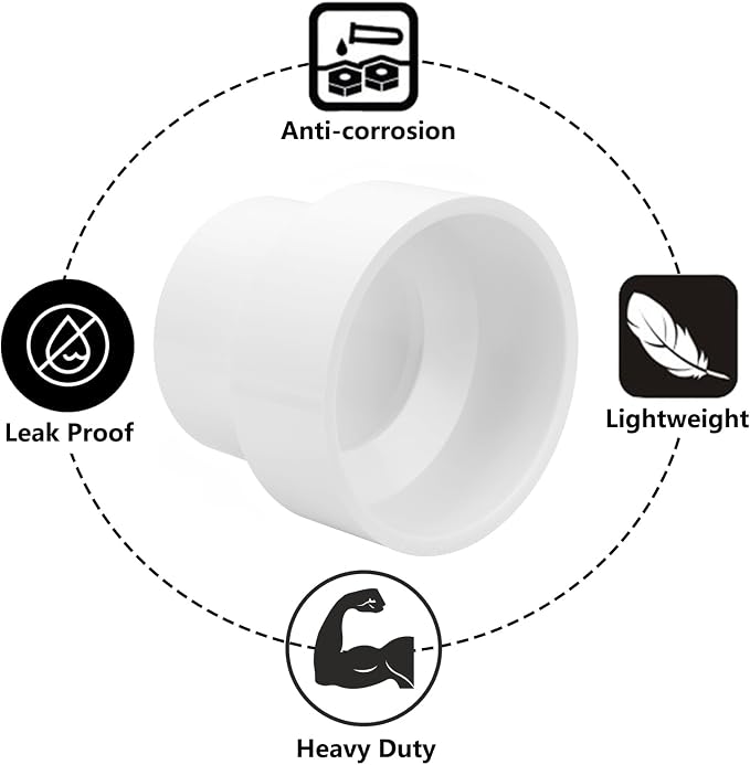 4.5" x 3.5" PVC DWV Reducer Coupling Adapter Schedule 40 PVC DWV Slip Reducing - Image 4