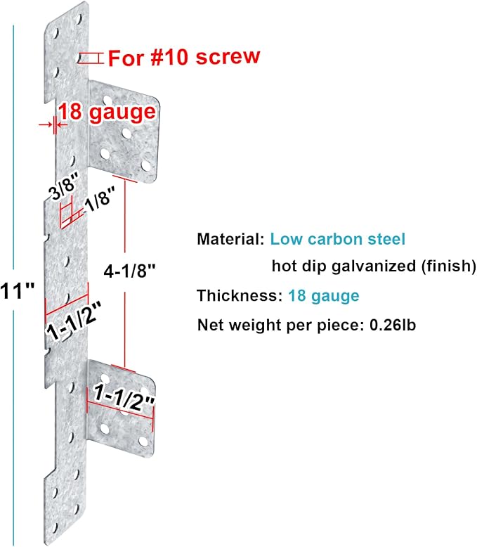 8 PCS Adjustable Stair-Stringer Hanger Connector, Deck Tie Strap Bracket | - Image 3