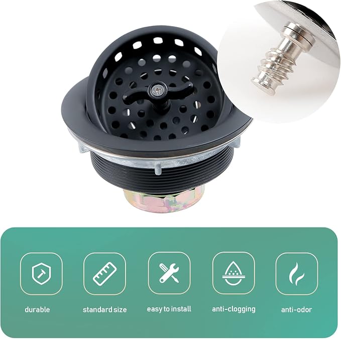 Black Kitchen Sink Drain Assembly - Image 4