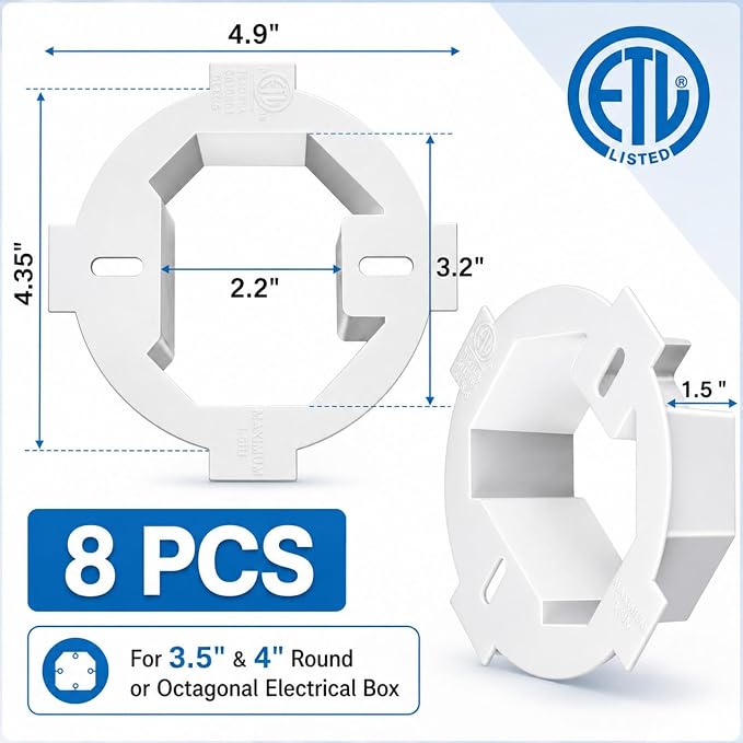 Copkim 8 Pcs Round Electrical Box Extender 4.35 x 1.5 Inches Ceiling Box - Image 4