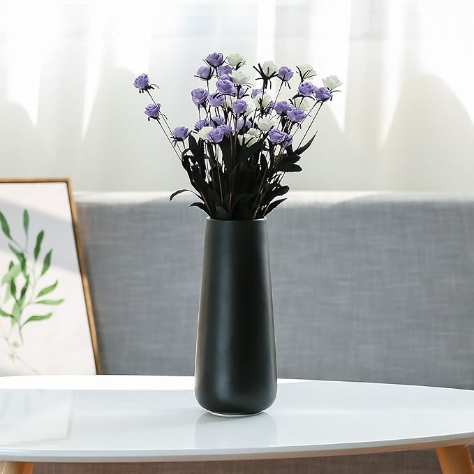 D'vine Dev 11 Inch Ceramic Flower Vase Matte Finishing, Minimalist Design - Image 6
