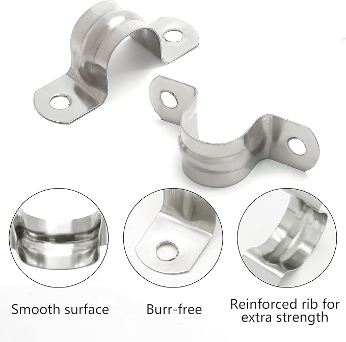 M20 3/4 Inch Conduit Clamps, Stainless Steel Cable Clamp, Rigid Pipe Strip - Image 3