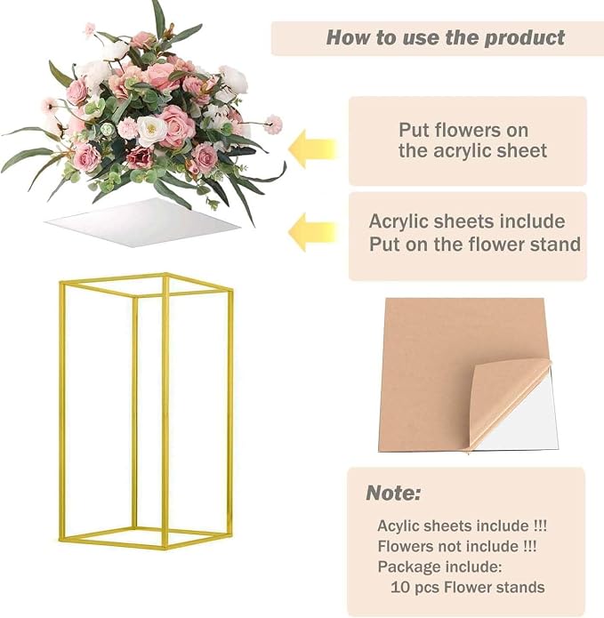 15.75inch 2 pcs Column Vases Gold Centerpieces - Image 2