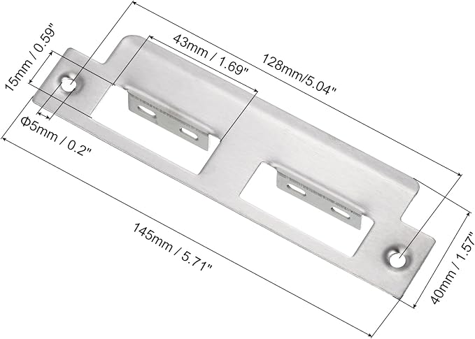 uxcell Door Strike Plate, 145mm x 40mm 201 Stainless Steel Latch Deadbolt - Image 2