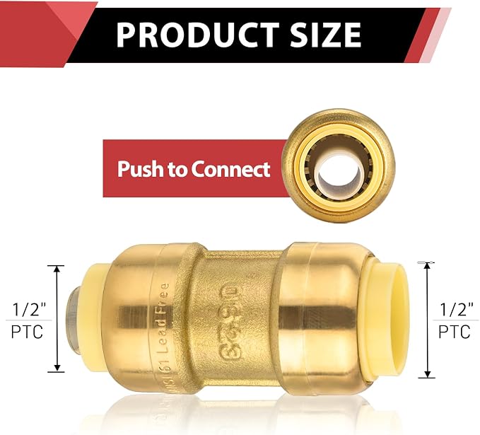 5piece EFIELD 1/2 Inch Straight Coupling Push-Fit Fitting | Connect Pex - Image 2